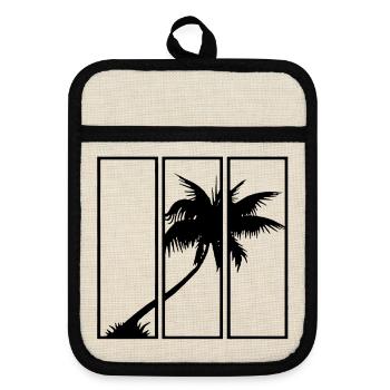 Holiday View (Black) - Pot holders with rubber back - linen/black  - Front