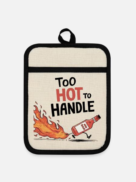 Too Hot to Handle - Topflappen mit Gummirückseite - Leinen/Schwarz