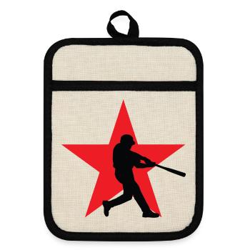 Baseball - Sports - Pot holders with rubber back - linen/black  - Front