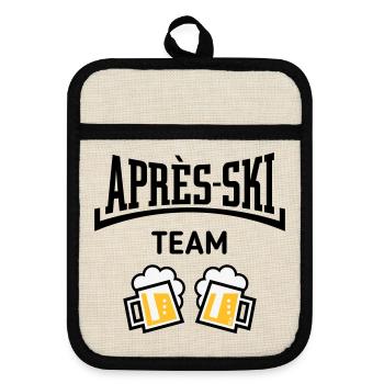 Après-Ski Team (Bier Apres Ski Konkav / POS 3C) - Topflappen mit Gummirückseite - Leinen/Schwarz  - Vorne