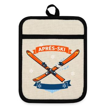 Ski comique croisé avec une bannière joyeuse - Maniques avec dos en caoutchouc - lin/noir  - Devant