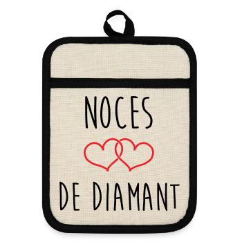 Wedding Anniversary - Diamond Wedding (60 years) - Pot holders with rubber back - linen/black  - Front