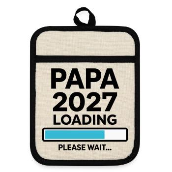 Daddy-to-be 2027 Loading - Pot holders with rubber back - linen/black  - Front