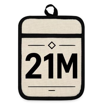 Motif graphique minimaliste Crypto 21M noir - Maniques avec dos en caoutchouc - lin/noir  - Devant