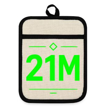 21M Bitcoin Lettering Neon Green Motif Limit - Pot holders with rubber back - linen/black  - Front