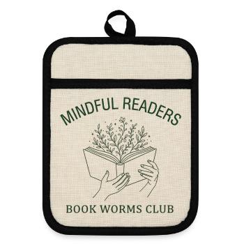 Book Club Book Lover Gift Vintage Style - Pot holders with rubber back - linen/black  - Front