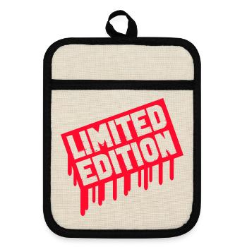 Limitierte Edition Stempel - Topflappen mit Gummirückseite - Leinen/Schwarz  - Vorne