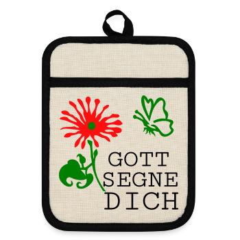Konfirmation  - Topflappen mit Gummirückseite - Leinen/Schwarz  - Vorne