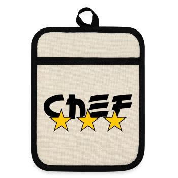 Chef - Cuisine - Cuisinier - Maniques avec dos en caoutchouc - lin/noir  - Devant