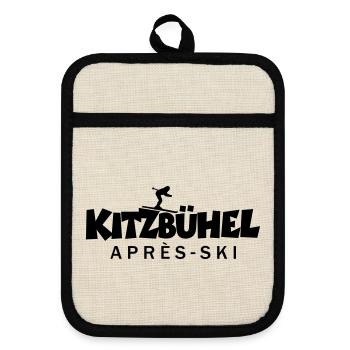 Kitzbühel Après-Ski Skifahrerin Skifahrer - Topflappen mit Gummirückseite - Leinen/Schwarz  - Vorne