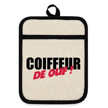 Coiffure / Coiffeur / Coiffeuse / Mode / Cheveux - Maniques avec dos en caoutchouc - lin/noir  - Devant