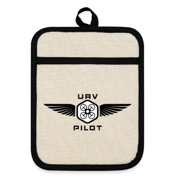UAV PILOT2 - Topflappen mit Gummirückseite - Leinen/Schwarz  - Vorne