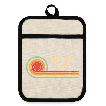 Vintage 1979 birthday retro design - Pot holders with rubber back - linen/black  - Front