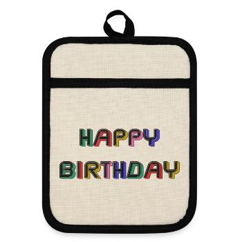 HAPPY BIRTHDAY. HAPPY BIRTHDAY. ANNIVERSARY. - Pot holders with rubber back - linen/black  - Front