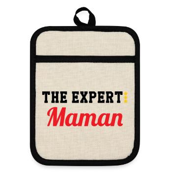 Maman l'experte - Maniques avec dos en caoutchouc - lin/noir  - Devant