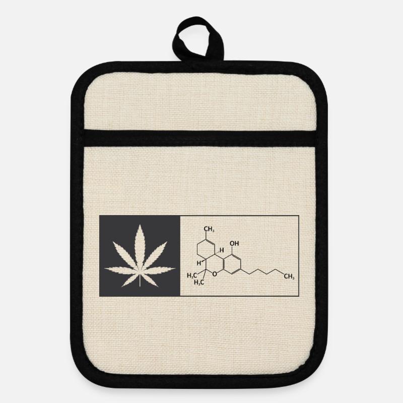 THC - Pot holders with rubber back - linen/black