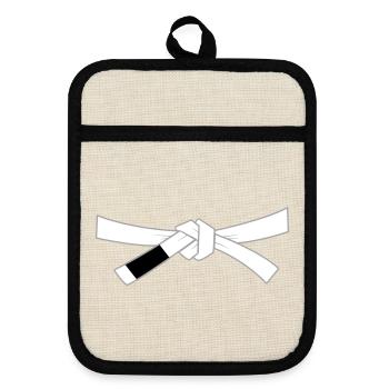 Whitebelt - White Belt - Pot holders with rubber back - linen/black  - Front