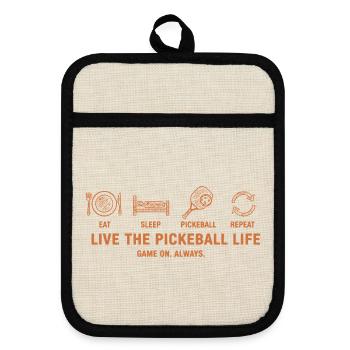 Pickleball Eat Sleep Repeat Funny Player Love - Pot holders with rubber back - linen/black  - Front