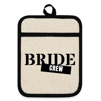 Bride Crew - Bachelor Party Team Bride Wedding Party Girls - Pot holders with rubber back - linen/black  - Front