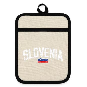 Slovenia - Grunge - National Flag - Slowenien - Topflappen mit Gummirückseite - Leinen/Schwarz  - Vorne