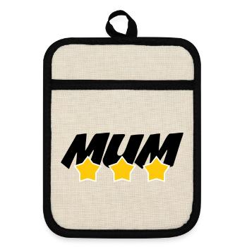 Best Mom - Mother's Day - Pot holders with rubber back - linen/black  - Front