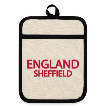 England Sheffield City Motif in Red Shades - Pot holders with rubber back - linen/black  - Front
