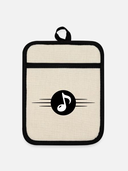 Musiknote Symbol Linie - Topflappen mit Gummirückseite - Leinen/Schwarz