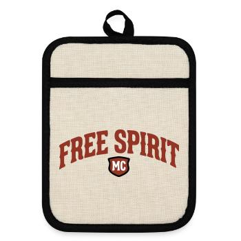 Free Spirit MC Lettering - Pot holders with rubber back - linen/black  - Front