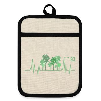 Baum Herzschlag Wald Natur Förster - Topflappen mit Gummirückseite - Leinen/Schwarz  - Vorne