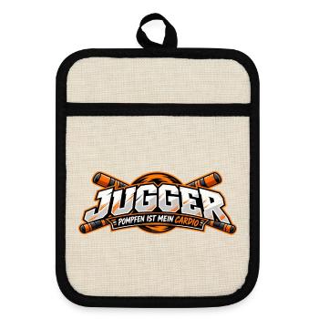 Jugger Cardio Kampf - Topflappen mit Gummirückseite - Leinen/Schwarz  - Vorne