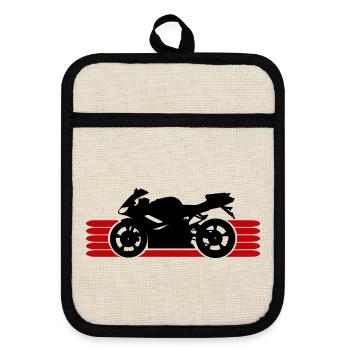 Motorrad fahren Motorradfahrer Motorradfahrerin - Topflappen mit Gummirückseite - Leinen/Schwarz  - Vorne
