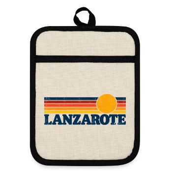 Lanzarote - Islas Canarias - Kanaren - Spanien - Topflappen mit Gummirückseite - Leinen/Schwarz  - Vorne