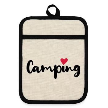 Camping Camper Coeur Vacances d’été Camping-car Fan - Maniques avec dos en caoutchouc - lin/noir  - Devant