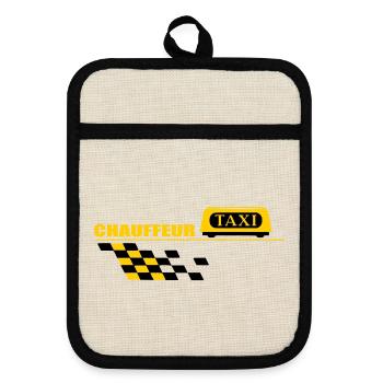 Taxi driver - Pot holders with rubber back - linen/black  - Front