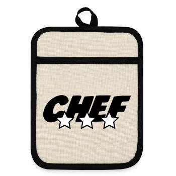Chef - Cuisine - Cuisinier - Maniques avec dos en caoutchouc - lin/noir  - Devant