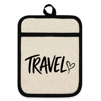 travel - Topflappen mit Gummirückseite - Leinen/Schwarz  - Vorne