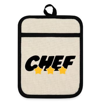 Chef - Cuisine - Patron - Boss - Cooking - Food - Pot holders with rubber back - linen/black  - Front