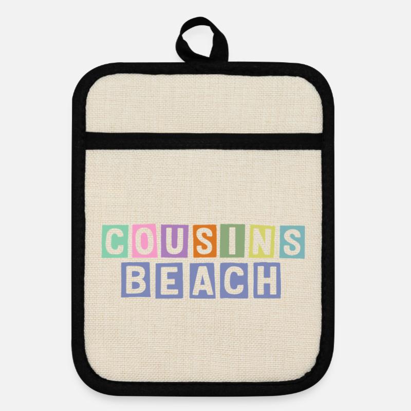 Cousins Beach – Summer Vibes - Pot holders with rubber back - linen/black