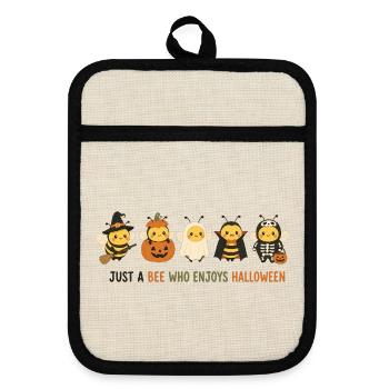 Bienen-Halloween-Parade - Topflappen mit Gummirückseite - Leinen/Schwarz  - Vorne