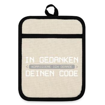 In Gedanken korrigiere ich gerade deinen Code - Topflappen mit Gummirückseite - Leinen/Schwarz  - Vorne