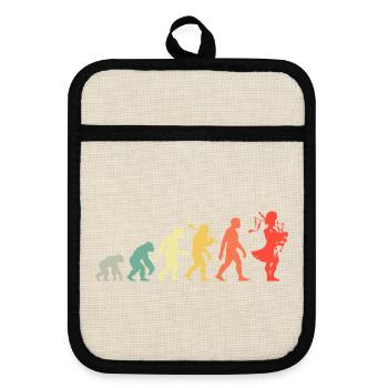 Retro Dudelsack Evolution Für Dudelsackspieler - Topflappen mit Gummirückseite - Leinen/Schwarz  - Vorne