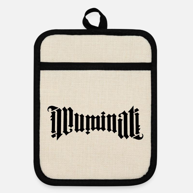 Calligraphie Illuminati - Maniques avec dos en caoutchouc - lin/noir 