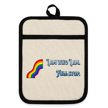 I am what I am - Pot holders with rubber back - linen/black  - Front