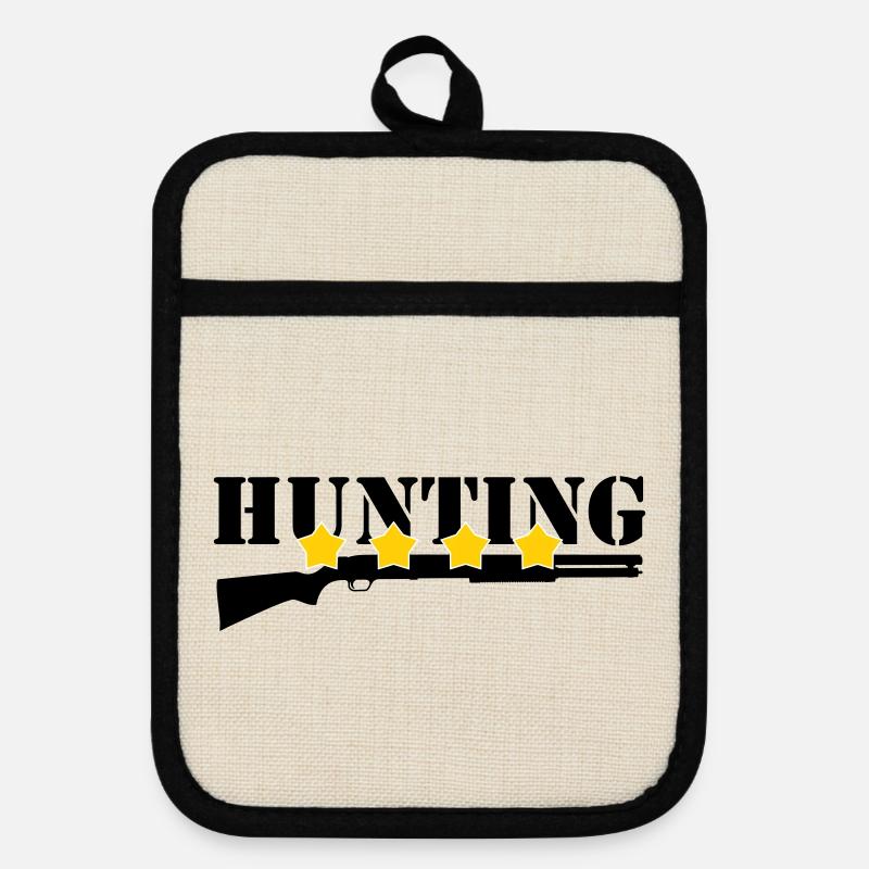 Hunting - Hunter - Pot holders with rubber back - linen/black 