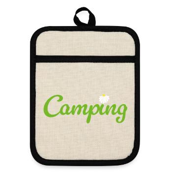 Camping Flower Camper Quotes Hobby Summer Van Life - Pot holders with rubber back - linen/black  - Front