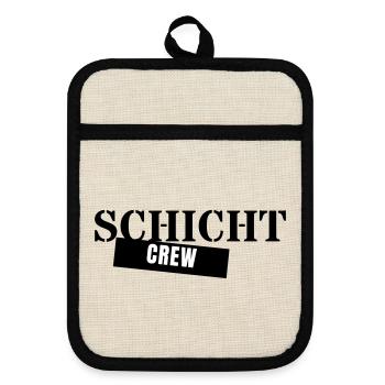 Shift Crew - Shift Work Colleagues Night Shift - Pot holders with rubber back - linen/black  - Front