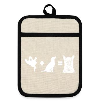 Funny Halloween Dog Ghost - Funny Halloween Dog - Pot holders with rubber back - linen/black  - Front