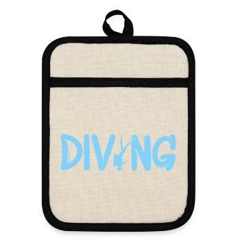 Tauchen Diving Scuba Diver - Topflappen mit Gummirückseite - Leinen/Schwarz  - Vorne