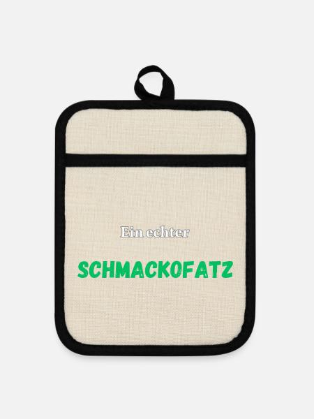 Ein echter Schmackofatz - Topflappen mit Gummirückseite - Leinen/Schwarz 