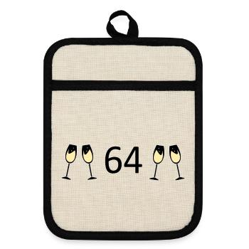 64e anniversaire 64e anniversaire 64 numéro 64 noir - Maniques avec dos en caoutchouc - lin/noir  - Devant